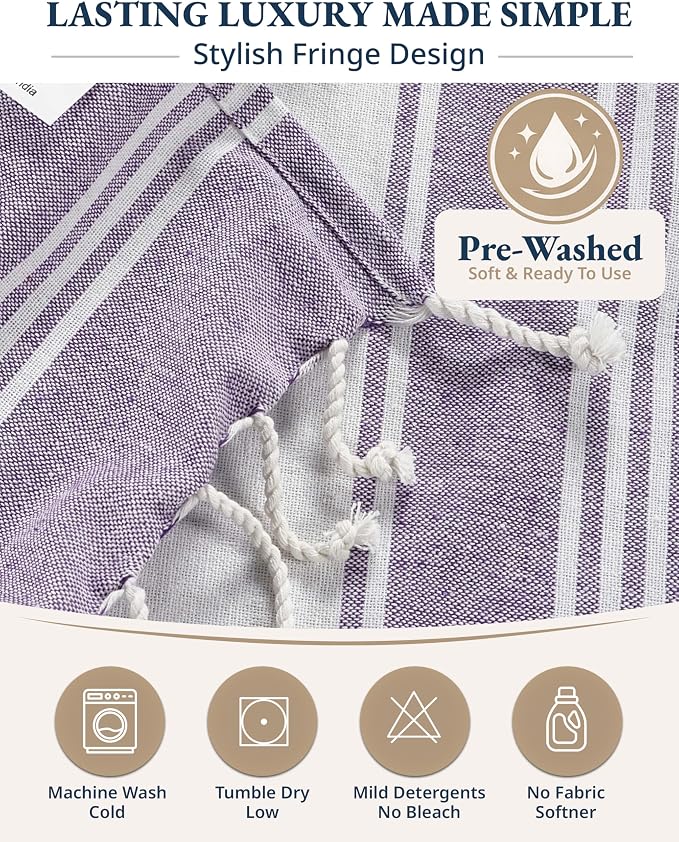 LANE LINEN Large Pool Towels, XL Beach Towel 2 Pack, Pre-Washed, No Shrink, Quick Dry Oversized Beach Towels, Stylish Beach Towel for Women, Sand Free Towel, 39"x71" - Regal Orchid