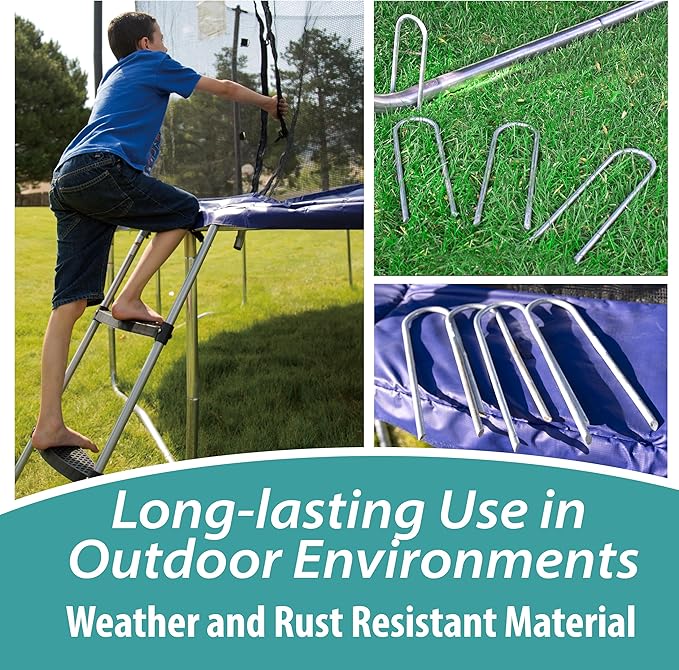 Skywalker Trampolines Accessory Kit with Basketball Game, 4-pack Windstakes & Wide Step Ladder