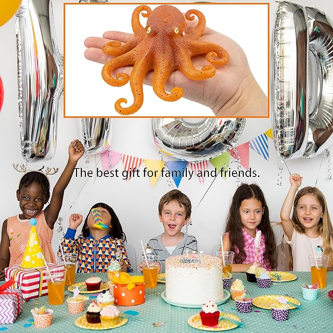 Mini Realistic Under The Sea Life Figure for Toddler Bath Bathtub, TPR Super Stretch Octopus Toy, Great for Kids' Parties, Gifts & School Projects (Octopus)