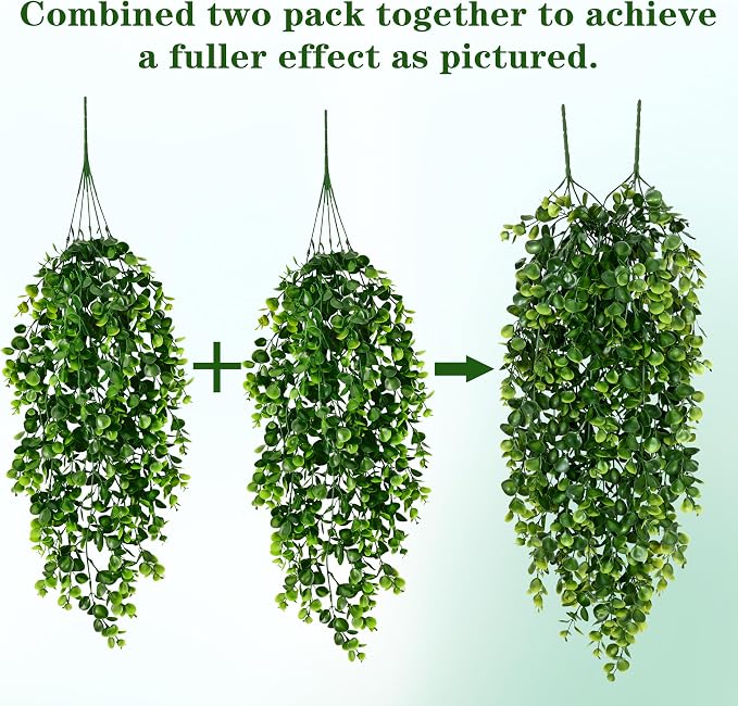 Waipfaru 8Pcs Fake Hanging Plants 2.7FT Fake Plants Fake Vines Greenery | UV Resistant Faux Outdoor Plants Ivy Vines for Modern Boho Patio Outdoor Indoor Party Wall Porch Gazebo Aesthetic Decor