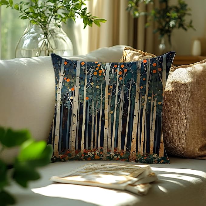 Rustic William Morris Inspired Autumn Forest Decor Pillow Covers 18x18,Vintage Botanical Nature Decorative Throw Pillow Covers for Home Bedroom Living Room
