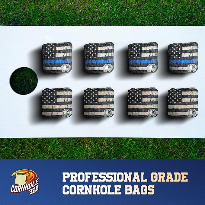 Cornhole365 - Stick & Slide - Professional Corn Hole Bag - Heavy-Duty Double-Stitched Polyester Fabric & Resin Filling for All-Weather - Versatile Regulation Size Cornhole Bean Bags - Set of 8