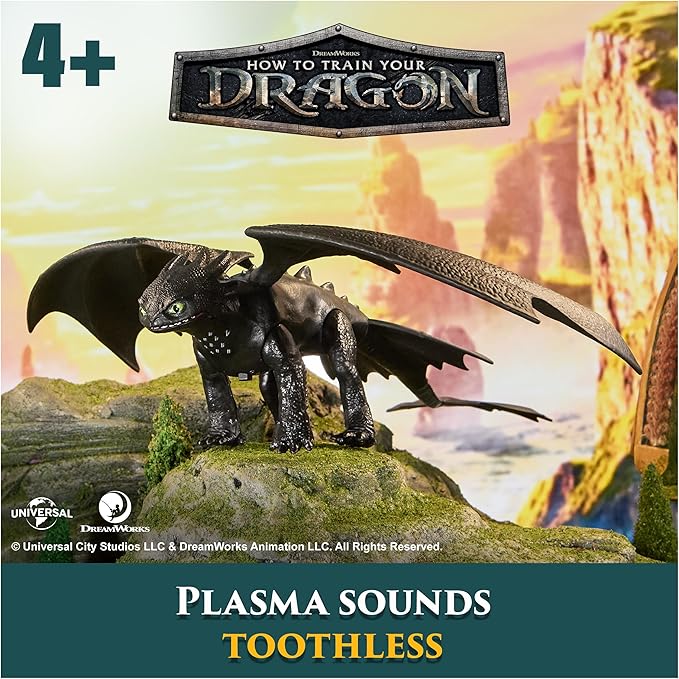 DreamWorks Dragons, Battle Dragons, Plasma Sounds Night Fury, 13” Action Figure, Kids Toys for Boys & Girls Ages 4 and up