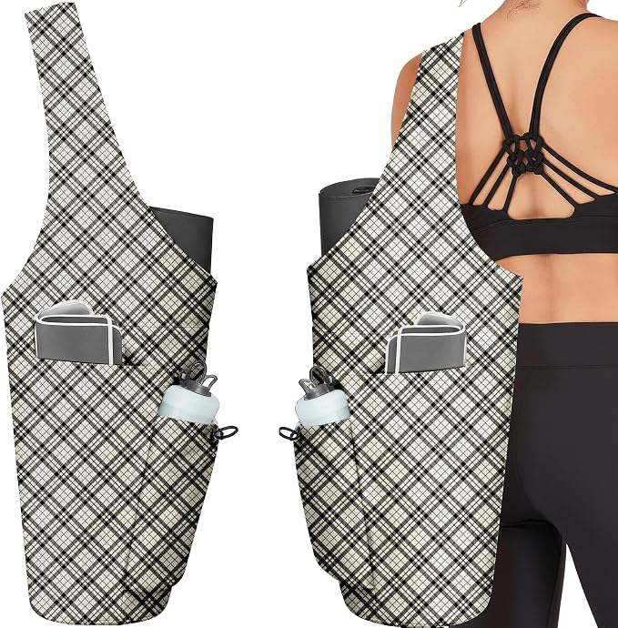 Yoga Bag for Women, Large Yoga Mat Bag Tote Carrier with Wet Dry Pocket, Water Bottle Holder & Adjustable Strap, Fits 1/2" Thick Yoga Mat for Gym, Pilates, Travel, Work