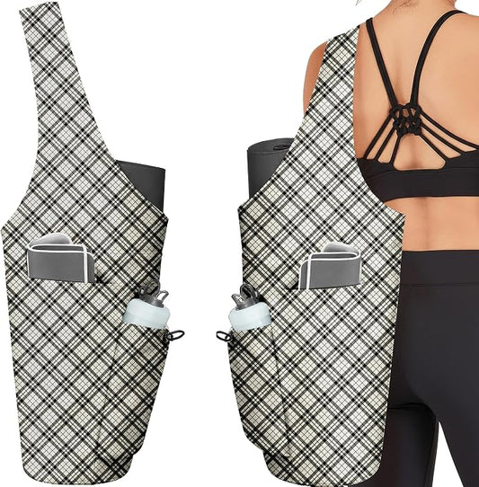 Yoga Bag for Women, Large Yoga Mat Bag Tote Carrier with Wet Dry Pocket, Water Bottle Holder & Adjustable Strap, Fits 1/2" Thick Yoga Mat for Gym, Pilates, Travel, Work