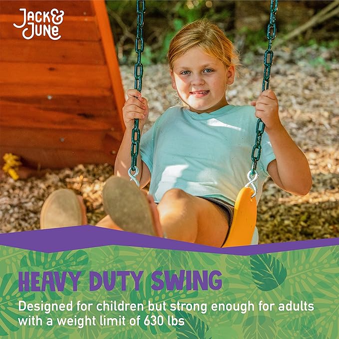 Jack and June Playset Belt Swing with 80" Chains Made for 5' and 6' Deck Height - Multiple Colors Available