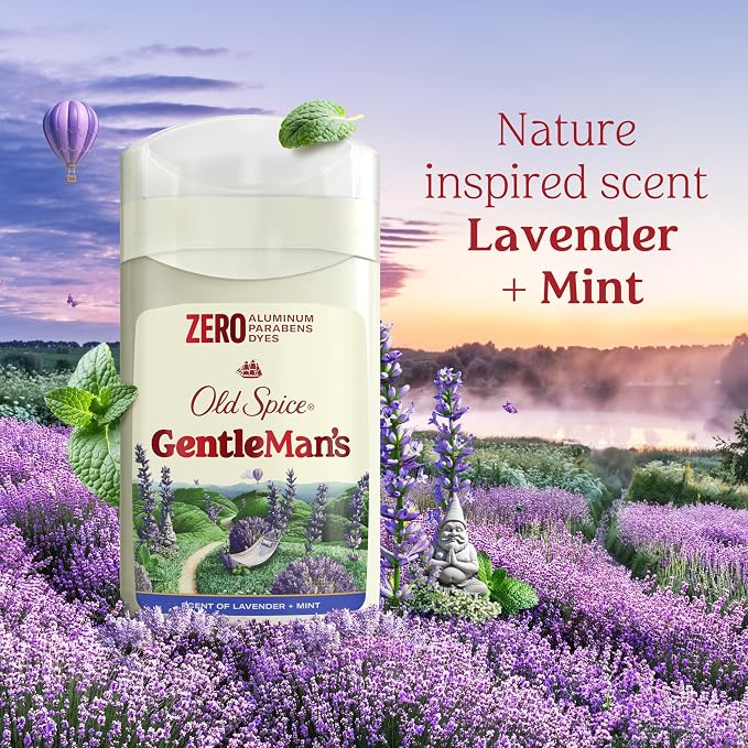 Old Spice GentleMan's Aluminum Free Dry Feel Deodorant for Men, 24/7 Lasting Freshness, Gentle on Skin with Skin Conditioners, Lavender + Mint Scent, 3.0 oz (Pack of 3)