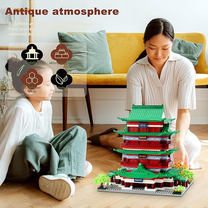 Chinese Ancient Architecture Micro Building Blocks Set in Asian- Tengwang Pavilion Model Kit Toy Gift for Adults and Kids Ages of 14+ 2536 PCS