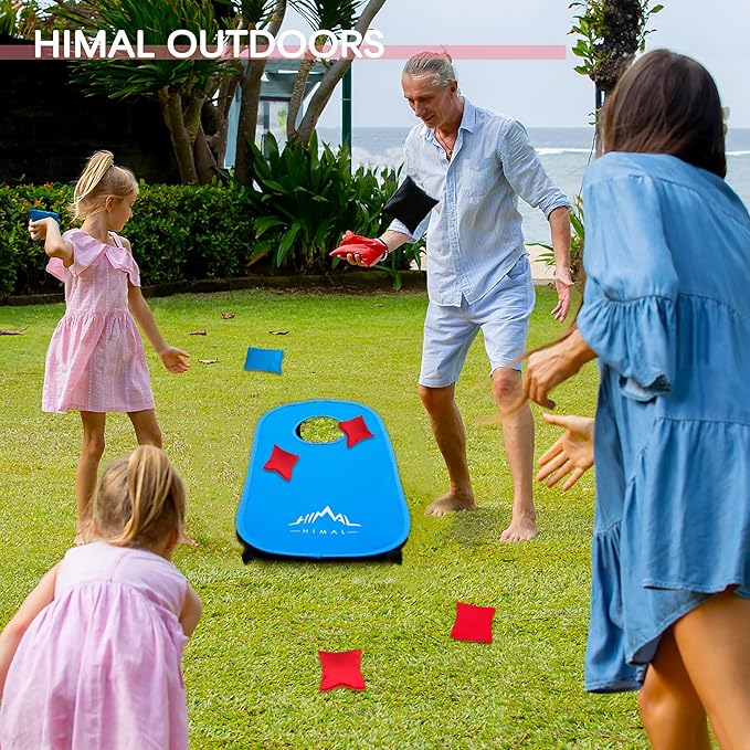 Himal Collapsible Portable Cornhole Game Boards 10 Bean Bags Cornhole Set Tic Tac Toe Game 2 Games on 1 Board (2 x 1-feet)