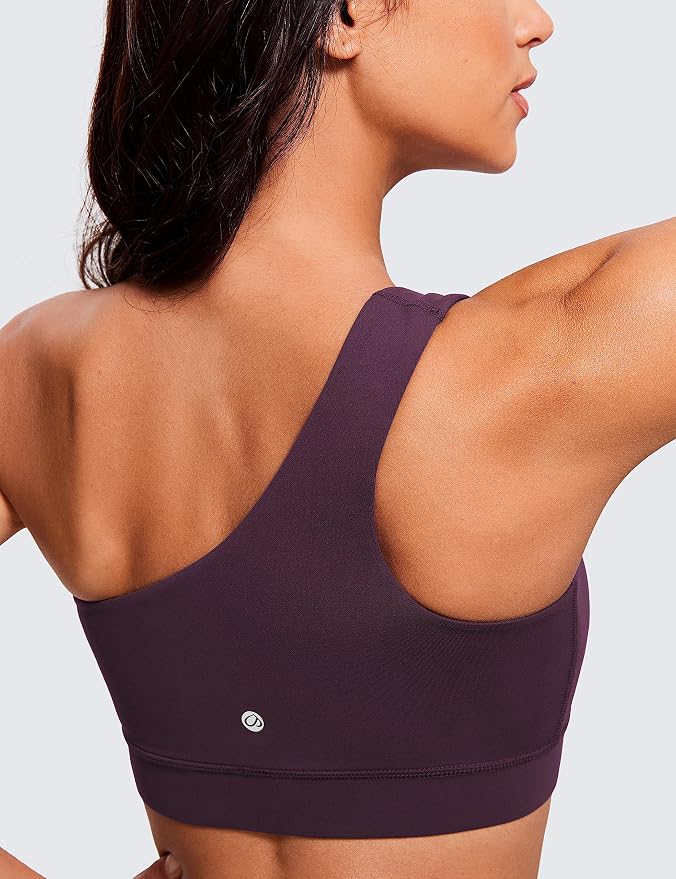 CRZ YOGA Butterluxe One Shoulder Sports Bras for Women - Sleeveless One Strap Low Impact Asymmetrical Workout Yoga Tops