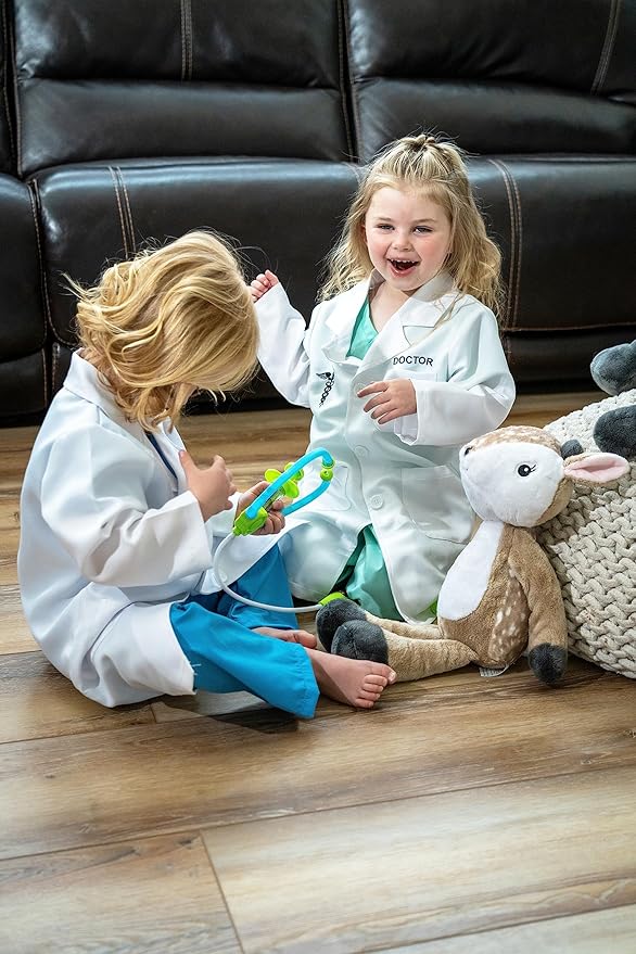 Little Adventures Doctor Dress Up Costume - Machine Washable Child Pretend Play and Party Outfit with No Glitter