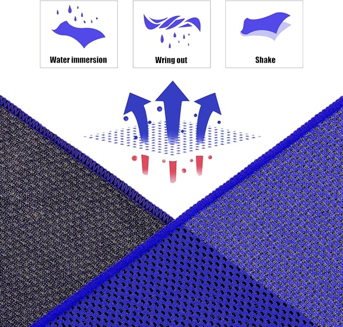 Cooling Towel (Pack of 20, 40"x12") with Pouches for Sports, Workout, Fitness, Gym, Yoga, Golf, Pilates, Travel, Camping & More