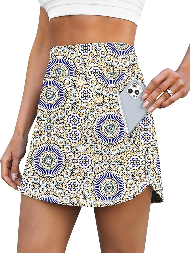 LouKeith Golf Skirts for Women Tennis Skirt with Zipper Pockets High Waisted Running Casual Athletic Skorts Built-in Shorts