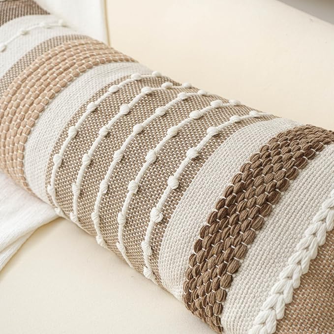 Brown Decorative Lumbar Pillow Cover 14x36 Boho Long Body Pillow for Bed Farmhouse Lumbar Throw Pillow for Couch Modern Accent Textured Throw Pillowcase