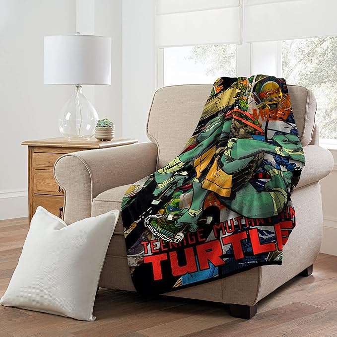 Northwest Teenage Mutant Ninja Turtles Micro Raschel Throw Blanket, 46" x 60", Flyin Mikey
