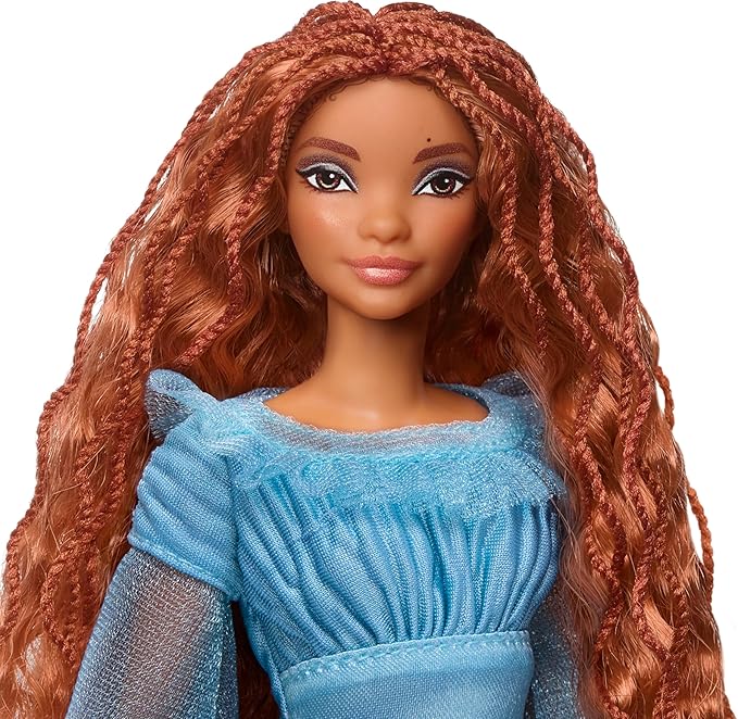 Mattel Disney The Little Mermaid Ariel Fashion Doll on Land Wearing Signature Blue Dress, Inspired by the Movie