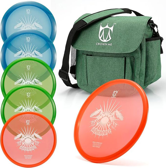 CROWN ME PDGA Aprroved Disc Golf Pro Set with Bag and 6 Discs
