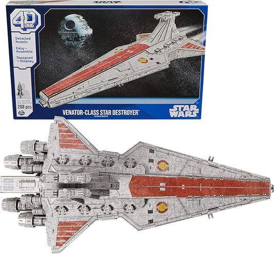 4D Build Star Wars Deluxe Venator-Class Star Destroyer 3D Model Kit, Star Wars Collectibles & Desk Decor, Adult Puzzle, Building Toys, 288 Pieces, 3D Puzzles for Ages 12 & Up