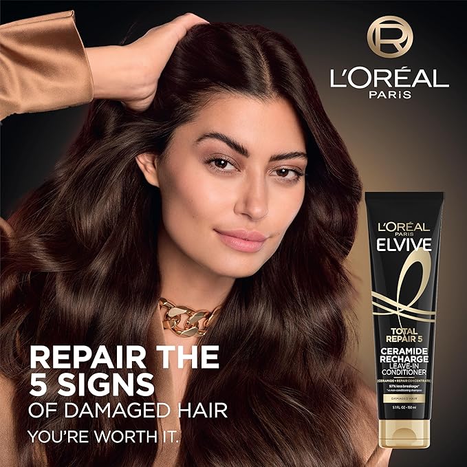 L'Oreal Paris Elvive Total Repair 5 Protein Recharge Leave In Conditioner Treatment and Heat Protectant, 5.1 Ounce