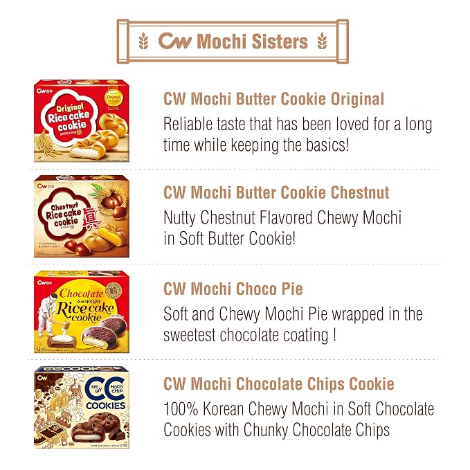 CW Original Mochi Chocolate Pie, Mochi in Chocolate Pie, 9.10oz, 12 Count Individually wrapped (Chocolate Pie)