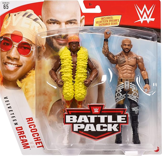 WWE MATTEL Ricochet vs Velveteen Dream Battle Pack Series #65 with Two 6-inch Articulated Action Figures & Ring Gear