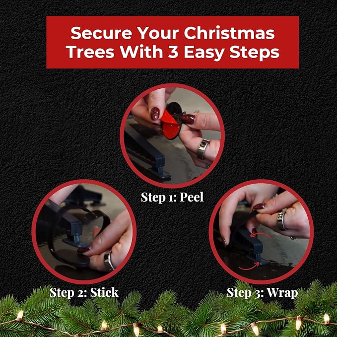 Tree Stand Anchor, No-Drill, Anti-Tip, Adhesive Safety Straps - Just Peel & Stick to Childproof and Babyproof Your Home 4-Pack