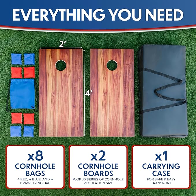 World Series of Cornhole Regulation Size Cornhole Boards - Lightweight & Durable All-Wood Construction | Backyard Bean Bag Toss Set | Outdoor Game for Tailgates & BBQs