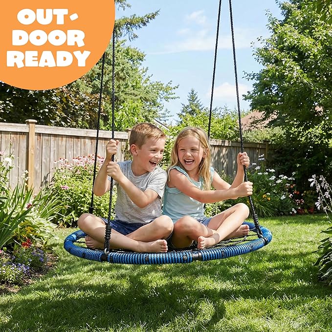SYNCFUN 40 Inch Spider Web Saucer Swing, 750lbs Heavy Duty Tree Swings for Kids Outdoor, Net Swing for Backyard & Playground, Easy Assembly