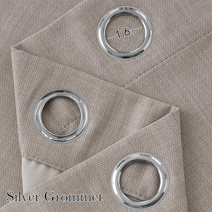 NICETOWN Faux Linen Angora Blackout Curtains 84 inches Long for Living Room - Privacy Panels for Bedroom, Modern Farmhouse Style Easy Care Grommet Top, 2 Panels, W52 by L84