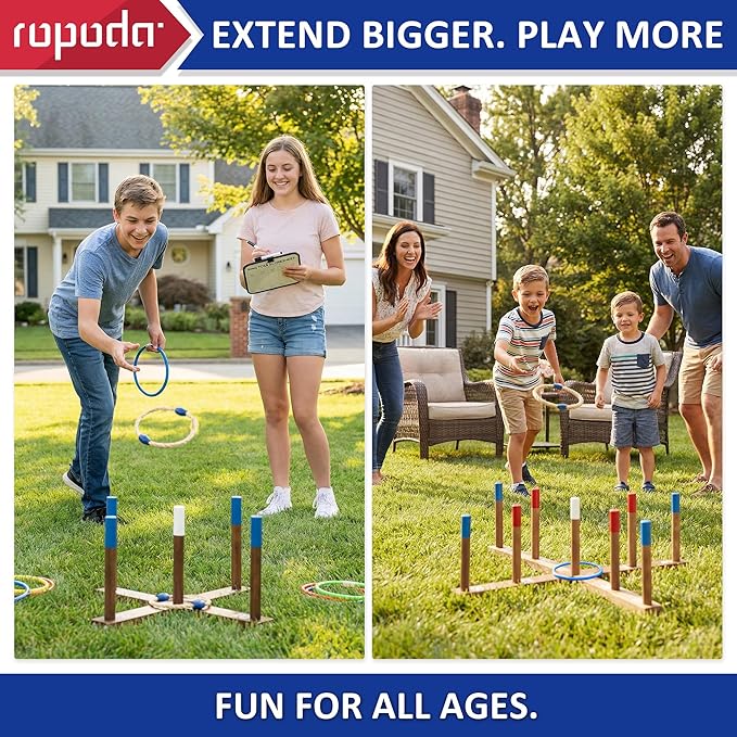ropoda Ring Toss Game Extra Large 28" Yard Game for Kids and Adults with Stable Magnet Connection, Include 26 Easy-Throw Rings, Carry Bag, Scoreboard, Easy Set Up Outdoor Games for Adults and Family