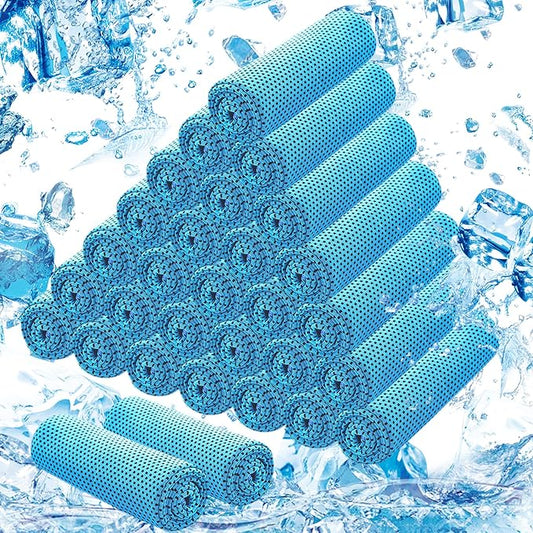 30Pack Cooling Towels for Neck and Face (40"x12"), Ice Microfiber Cooling Towels Bulk for Workout Chill Sweat Towels Cooling Neck Wraps for Gym Yoga Golf Running Sport