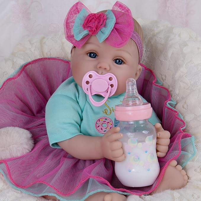 Milidool Lifelike Reborn Baby Dolls - 18 Inch Real Life Realistic Newborn Baby Dolls Girl with Soft Weighted Body Gift Set for Kids Age 3+