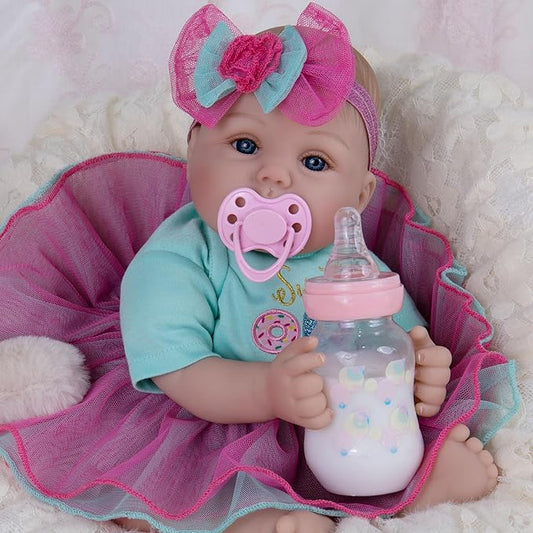 Milidool Lifelike Reborn Baby Dolls - 18 Inch Real Life Realistic Newborn Baby Dolls Girl with Soft Weighted Body Gift Set for Kids Age 3+