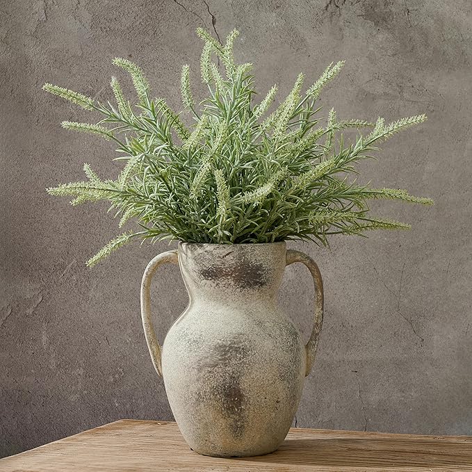 Emotionally Grounded Vase, Vaseking Large Ceramic Rustic Vase with 2 Handles, 8.6 inch Minimalist Decorative Farmhouse Tall Vases for Home Decor, Living Room, Enterway, Wedding, Fired Terra Clay