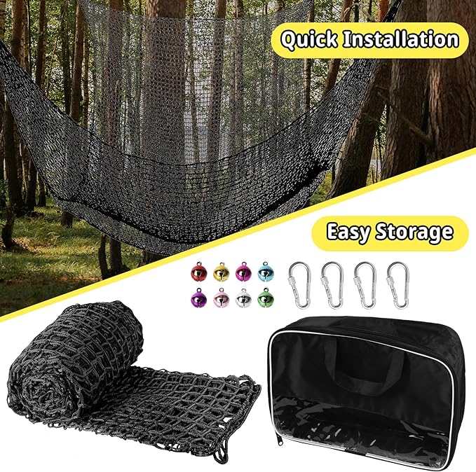 Climbing Cargo Net - 6.5' x 9.8', Double Layer Playground Safety Net with Storage Bag for Kids' Outdoor Treehouse