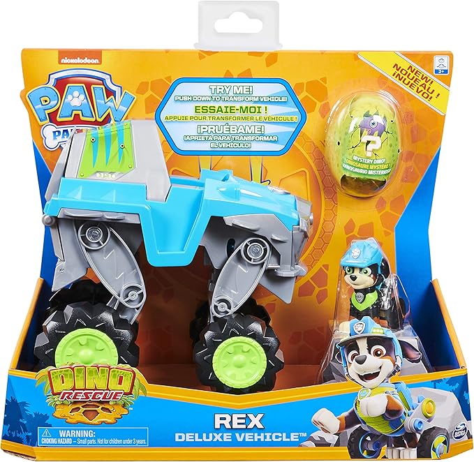Paw Patrol, Dino Rescue Rex’s Transforming Vehicle with Mystery Dinosaur Figure