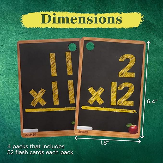 Star Right Math Flash Cards Set of 4 - Addition, Subtraction, Multiplication, Division with 4 Rings - 208 Cards for Kids Ages 6 and Above - Flash Card from 1st to 4th Grade