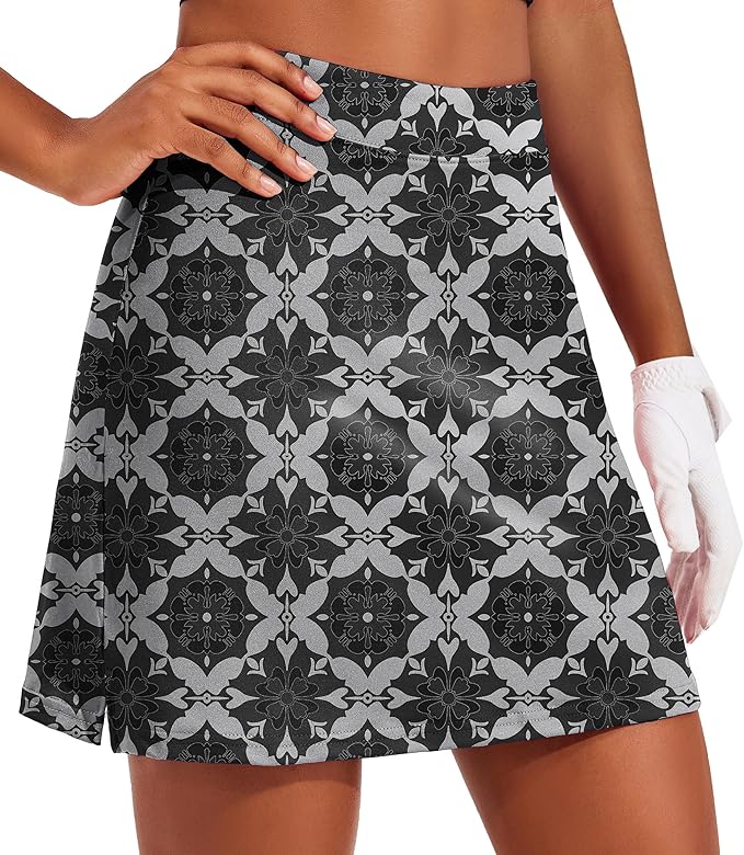 Ekouaer 16" Skorts for Women with Pockets Golf Pickleball Tennis Skirt | Silicone Grippers,2 Inner Pockets,Wide Waist,Side Slit Hem,Breathable,Soft,Lightweight