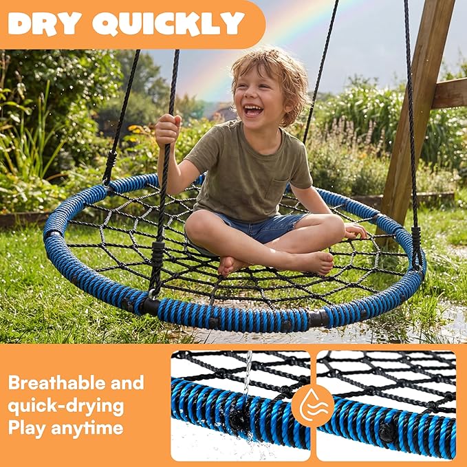 SYNCFUN 40 Inch Spider Web Saucer Swing, 750lbs Heavy Duty Tree Swings for Kids Outdoor, Net Swing for Backyard & Playground, Easy Assembly