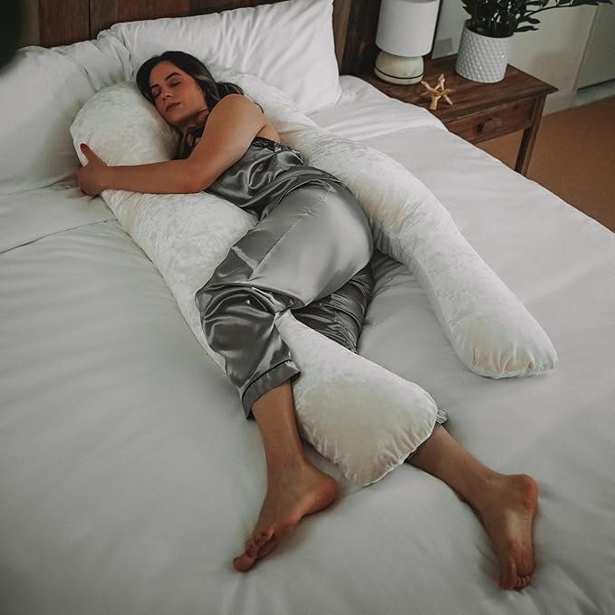 YANA Body Pillow | Luxury Body & Pregnancy Pillow - Organic Bamboo Cotton - Natural Latex Fill - Ergonomic Design - Double Sided - Washable (Latex)