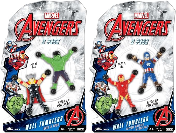 JA-RU Marvel Avengers & Spiderman Wall Climbers (2 Pack, 2 Toys Each) Sticky Stretchy Window Crawlers for Kids. Fidget Action Toy Figures. Bulk Goodie Bag Stocking Stuffers. BC-6803-2