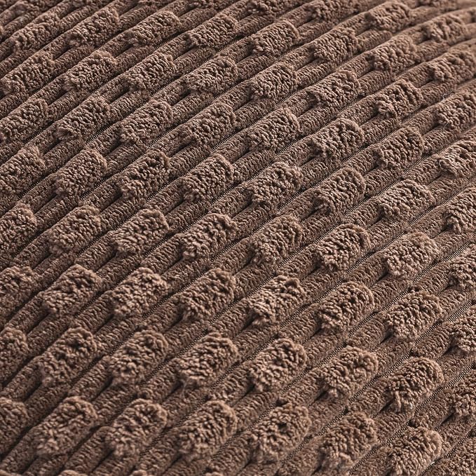 Set of 4 Beige Brown Coffee Decorative Throw Pillow Covers 24x24 Inch Corduroy Pillow Covers for Bed Couch Sofa Living Room Soft Square Cushion Cases