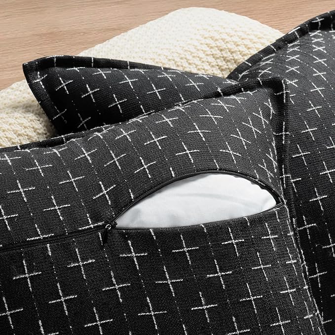 Fall Pillow Covers 20x20 Set of 2 Soft Fall Decor Polyester Textured Pillow Covers with Stylish Flange Edge Cozy Farmhouse Throw Pillows for Couch Bed Sofa Living Room