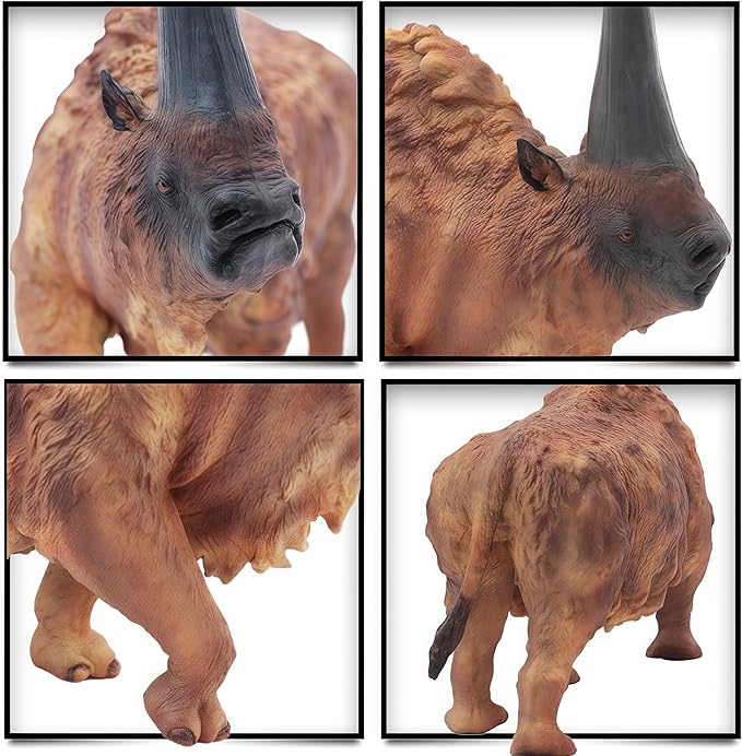 Gemini&Genius Ancient Rhino Action Figure Toy, Siberian Unicorn Rhinoceros Figurine Wild Animal, Elasmotherium Animal Toy, Gift, Collection, Display for Kids Collectors