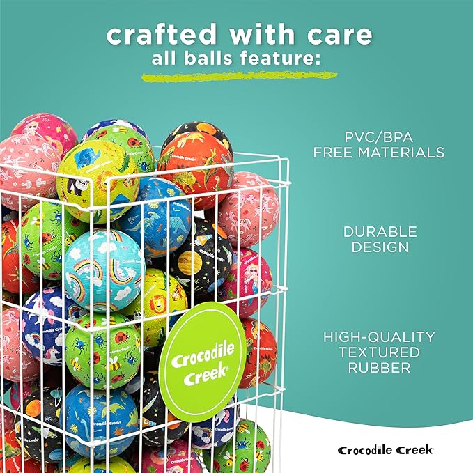 Crocodile Creek Playground Ball - Durable Rubber Ball for Kids Ages 3 and Up - Bouncy Inflatable Ball for Kickball, Indoor Games, and Outdoor Sports - PVC-Free - Very Wild Animals - 5-inch Diameter