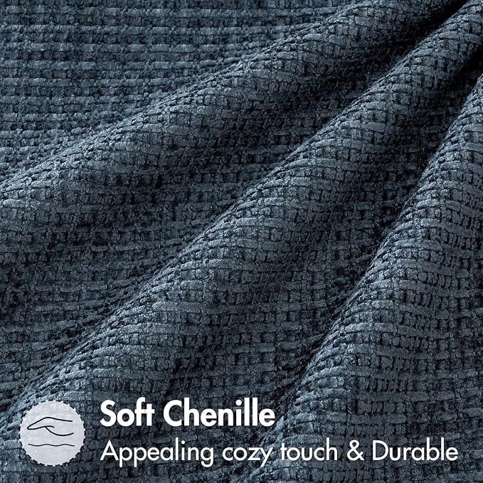 MIULEE Decorative Couch Throw Pillow Covers 16x16 Inch Navy Blue 2 Pack | Coastal Modern Boho Accent, Soft Chenille Pillow Covers, Farmhouse Cushion Cases for Home Decor Bed Sofa Living Room