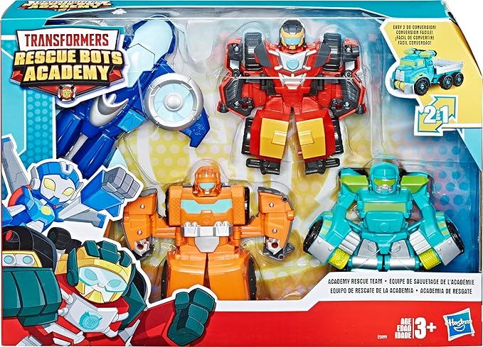 Playskool Heroes Transformers Rescue Bots Academy Rescue Team Pack, 4 Collectible 4.5" Converting Action Figures, Toys for Kids Ages 3 & Up (Amazon Exclusive)