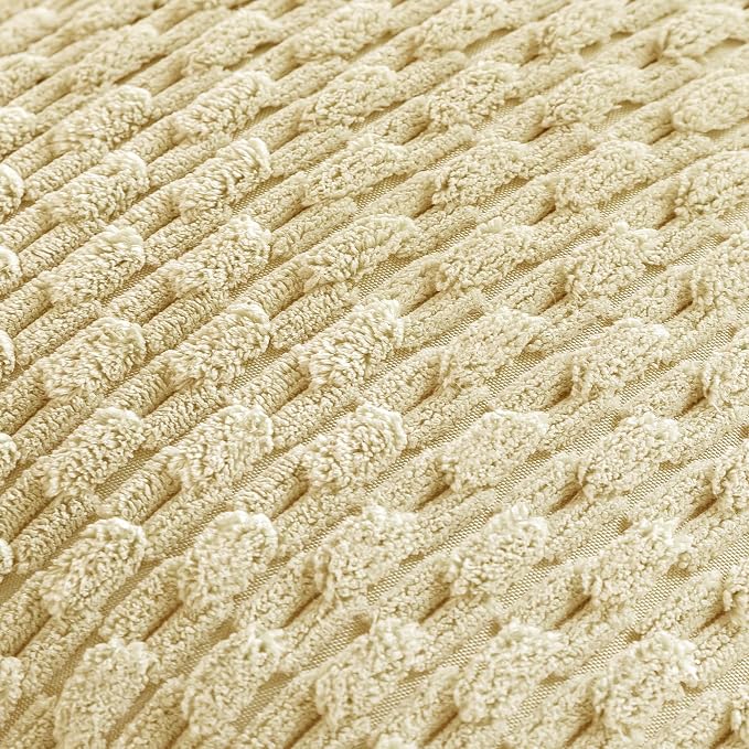 Set of 4 Pale Yellow Decorative Throw Pillow Covers 22x22 Inch Corduroy Pillow Covers for Bed Couch Sofa Living Room Soft Square Cushion Cases