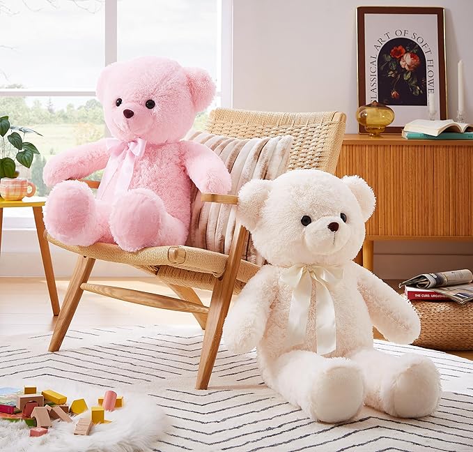 Big Teddy Bear Stuffed Animal 35 inches Giant Stuffed Bear Gift for Girlfriend Children on Birthday, Pink