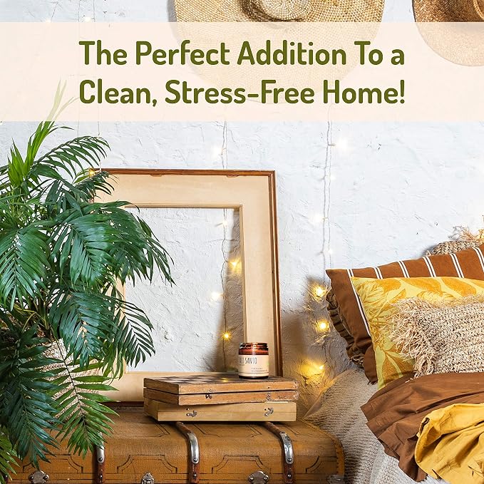 Raw Genuine Palo Santo Essential Oil from Ecuador Aromatherapy Candle 9oz Handcrafted in USA with Natural Soy Wax for Purification & Cleansing Free Palo Santo Stick Included